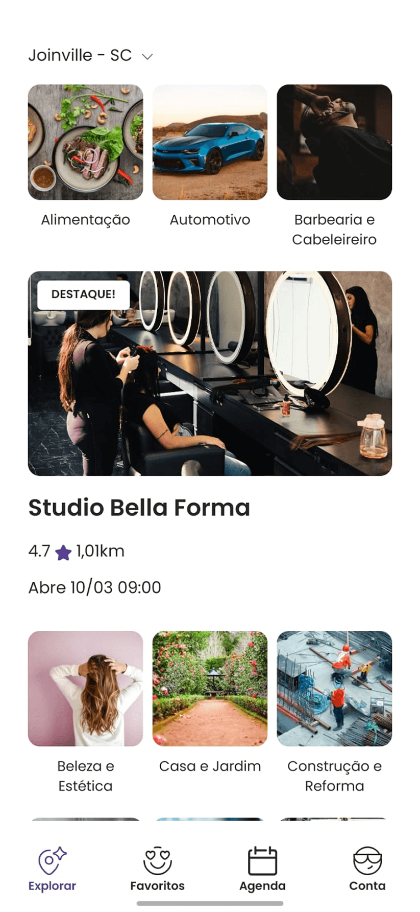 Tela de busca do cliente